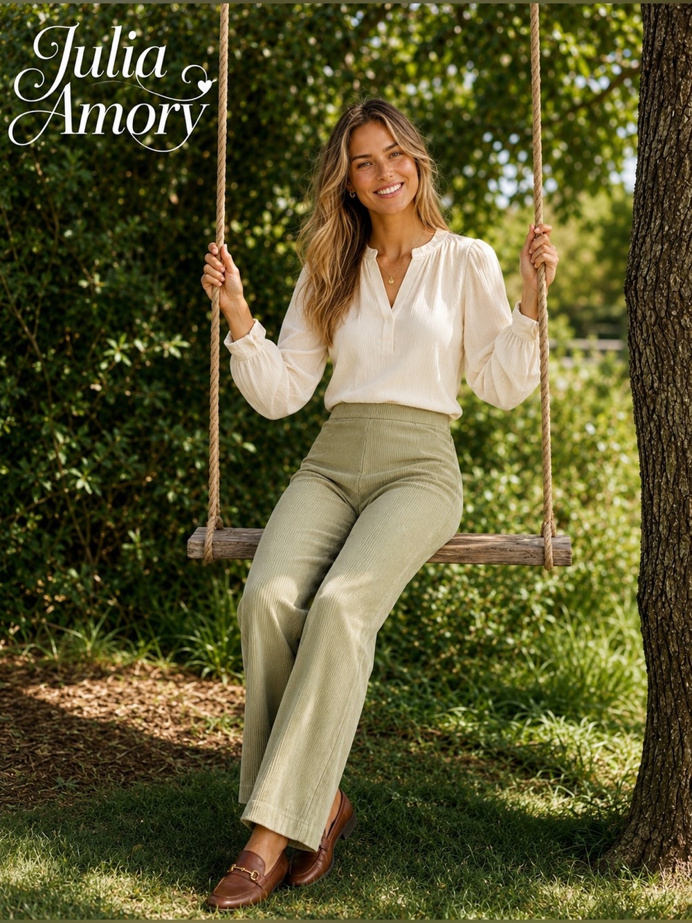 NWT Julia Amory Corduroy Wide Leg Pants Pistachio Green XL $298